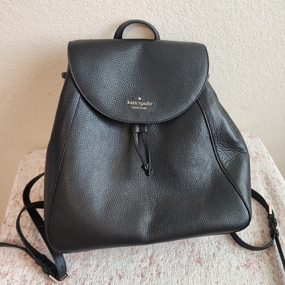 Kate Spade Black Pebbled Leather Backpack